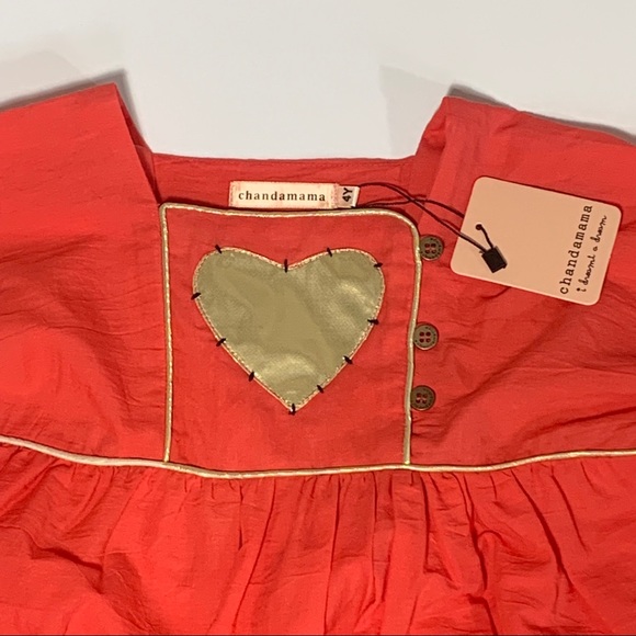 Chandamama Kids Bohemian Coral Red Dress - Picture 3 of 7